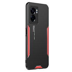 Luxury Aluminum Metal Back Cover and Silicone Frame Case for Realme Q5i 5G Red