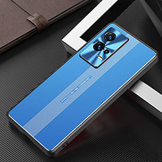 Luxury Aluminum Metal Back Cover and Silicone Frame Case for Vivo iQOO 8 Pro 5G Blue