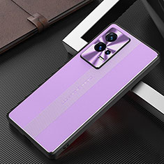 Luxury Aluminum Metal Back Cover and Silicone Frame Case for Vivo iQOO 8 Pro 5G Purple