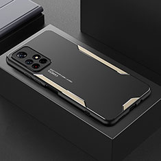 Luxury Aluminum Metal Back Cover and Silicone Frame Case for Xiaomi Poco M4 Pro 5G Gold