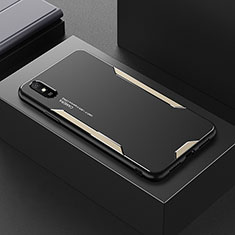 Luxury Aluminum Metal Back Cover and Silicone Frame Case for Xiaomi Redmi 9A Gold