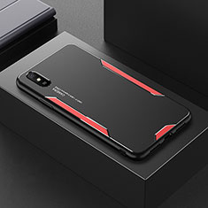 Luxury Aluminum Metal Back Cover and Silicone Frame Case for Xiaomi Redmi 9A Red