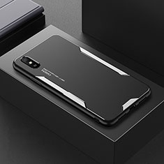 Luxury Aluminum Metal Back Cover and Silicone Frame Case for Xiaomi Redmi 9A Silver