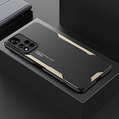 Luxury Aluminum Metal Back Cover and Silicone Frame Case for Xiaomi Redmi Note 11 Pro+ Plus 5G Gold