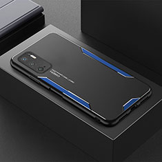 Luxury Aluminum Metal Back Cover and Silicone Frame Case for Xiaomi Redmi Note 11 SE 5G Blue