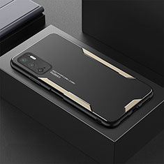Luxury Aluminum Metal Back Cover and Silicone Frame Case for Xiaomi Redmi Note 11 SE 5G Gold