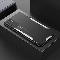Luxury Aluminum Metal Back Cover and Silicone Frame Case for Xiaomi Redmi Note 11 SE 5G Silver