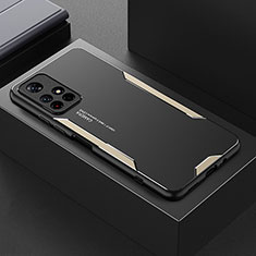 Luxury Aluminum Metal Back Cover and Silicone Frame Case for Xiaomi Redmi Note 11T 5G Gold