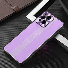 Luxury Aluminum Metal Back Cover and Silicone Frame Case J01 for Oppo Find X3 5G Purple