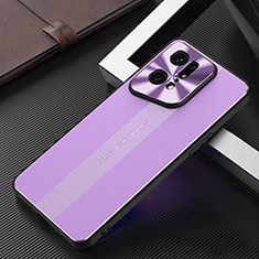 Luxury Aluminum Metal Back Cover and Silicone Frame Case J01 for Oppo Find X5 Pro 5G Purple