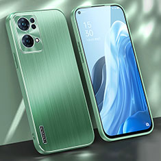 Luxury Aluminum Metal Back Cover and Silicone Frame Case J01 for Oppo Reno7 Pro 5G Green