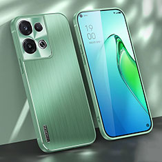 Luxury Aluminum Metal Back Cover and Silicone Frame Case J01 for Oppo Reno8 5G Green