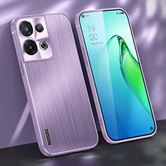 Luxury Aluminum Metal Back Cover and Silicone Frame Case J01 for Oppo Reno8 5G Purple