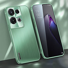 Luxury Aluminum Metal Back Cover and Silicone Frame Case J01 for Oppo Reno8 Pro 5G Green