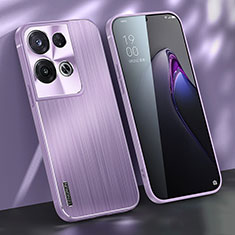 Luxury Aluminum Metal Back Cover and Silicone Frame Case J01 for Oppo Reno8 Pro 5G Purple