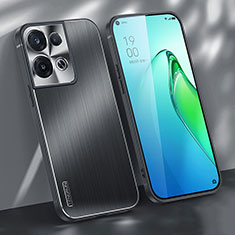 Luxury Aluminum Metal Back Cover and Silicone Frame Case J01 for Oppo Reno9 Pro 5G Black