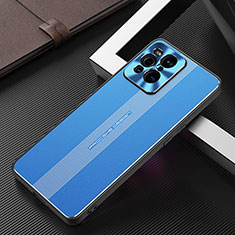 Luxury Aluminum Metal Back Cover and Silicone Frame Case J02 for Oppo Find X3 5G Blue