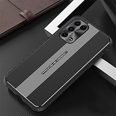Luxury Aluminum Metal Back Cover and Silicone Frame Case J02 for Oppo Reno6 Pro+ Plus 5G Black