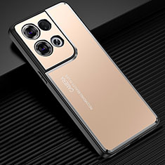 Luxury Aluminum Metal Back Cover and Silicone Frame Case J02 for Oppo Reno8 5G Gold