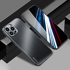 Luxury Aluminum Metal Back Cover and Silicone Frame Case JL1 for Apple iPhone 13 Pro Max Black