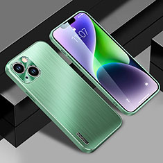 Luxury Aluminum Metal Back Cover and Silicone Frame Case JL1 for Apple iPhone 14 Plus Green