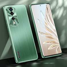 Luxury Aluminum Metal Back Cover and Silicone Frame Case JL1 for Huawei Honor 70 Pro 5G Green