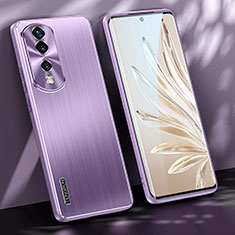 Luxury Aluminum Metal Back Cover and Silicone Frame Case JL1 for Huawei Honor 70 Pro 5G Purple
