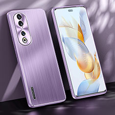 Luxury Aluminum Metal Back Cover and Silicone Frame Case JL1 for Huawei Honor 90 Pro 5G Purple