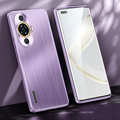 Luxury Aluminum Metal Back Cover and Silicone Frame Case JL1 for Huawei Nova 11 Pro Purple