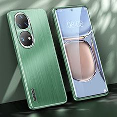 Luxury Aluminum Metal Back Cover and Silicone Frame Case JL1 for Huawei P50 Pro Green