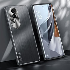 Luxury Aluminum Metal Back Cover and Silicone Frame Case JL1 for Oppo Reno10 Pro+ Plus 5G Black