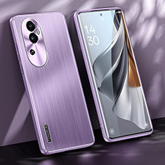 Luxury Aluminum Metal Back Cover and Silicone Frame Case JL1 for Oppo Reno10 Pro+ Plus 5G Purple