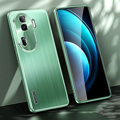 Luxury Aluminum Metal Back Cover and Silicone Frame Case JL1 for Oppo Reno11 Pro 5G Green