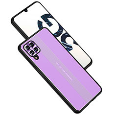 Luxury Aluminum Metal Back Cover and Silicone Frame Case JL1 for Samsung Galaxy A12 Nacho Purple