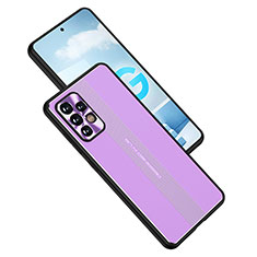 Luxury Aluminum Metal Back Cover and Silicone Frame Case JL1 for Samsung Galaxy A52 5G Purple