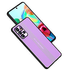 Luxury Aluminum Metal Back Cover and Silicone Frame Case JL1 for Samsung Galaxy A72 5G Purple