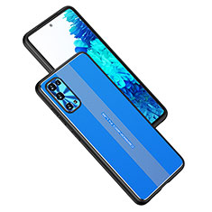 Luxury Aluminum Metal Back Cover and Silicone Frame Case JL1 for Samsung Galaxy S20 5G Blue