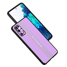 Luxury Aluminum Metal Back Cover and Silicone Frame Case JL1 for Samsung Galaxy S20 FE (2022) 5G Purple