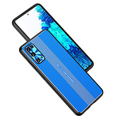 Luxury Aluminum Metal Back Cover and Silicone Frame Case JL1 for Samsung Galaxy S20 FE 5G Blue