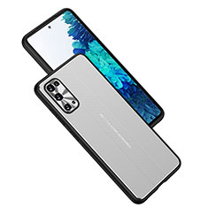 Luxury Aluminum Metal Back Cover and Silicone Frame Case JL1 for Samsung Galaxy S20 FE 5G Silver