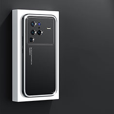 Luxury Aluminum Metal Back Cover and Silicone Frame Case JL1 for Vivo X80 Pro 5G Black