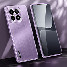 Luxury Aluminum Metal Back Cover and Silicone Frame Case JL1 for Xiaomi Mi 14 Pro 5G Purple