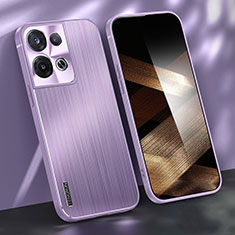 Luxury Aluminum Metal Back Cover and Silicone Frame Case JL1 for Xiaomi Redmi Note 13 5G Purple