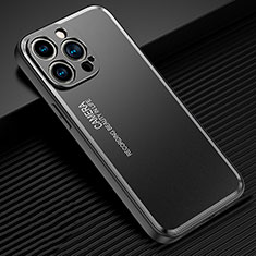Luxury Aluminum Metal Back Cover and Silicone Frame Case JL2 for Apple iPhone 15 Pro Max Black