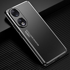 Luxury Aluminum Metal Back Cover and Silicone Frame Case JL2 for Huawei Honor 90 5G Black