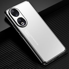 Luxury Aluminum Metal Back Cover and Silicone Frame Case JL2 for Huawei Honor 90 5G Silver