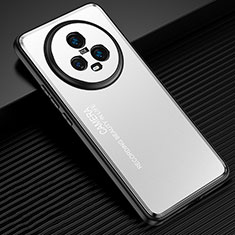 Luxury Aluminum Metal Back Cover and Silicone Frame Case JL2 for Huawei Honor Magic5 5G Silver