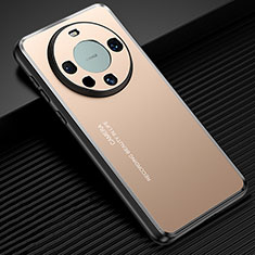 Luxury Aluminum Metal Back Cover and Silicone Frame Case JL2 for Huawei Mate 60 Gold
