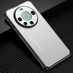 Luxury Aluminum Metal Back Cover and Silicone Frame Case JL2 for Huawei Mate 60 Pro Silver