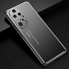 Luxury Aluminum Metal Back Cover and Silicone Frame Case JL2 for Huawei P50 Pro Black